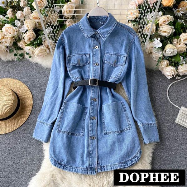women's blouses & shirts ins retro large pocket mid-length jeans coat slim 2021 autumn ladies single-breasted denim dress, White
women's blouses & shirts ins retro large pocket mid-length jeans coat slim 2021 autumn ladies single-breasted denim dress, White