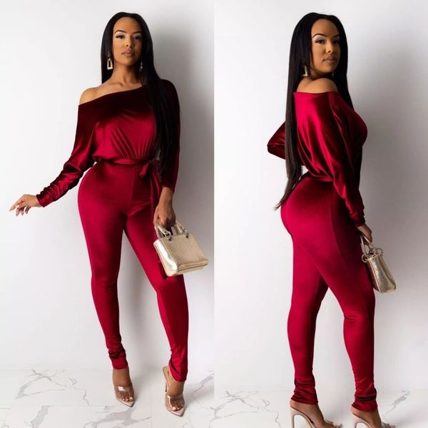 yc8921 velvet elastic off shoulder bat sleeve with belt jumpsuit for women, Black;gray
yc8921 velvet elastic off shoulder bat sleeve with belt jumpsuit for women, Black;gray
