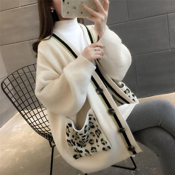 autumn winter knitted leopard sweaters women korean thick panelled leopard cardigan coat loose outwear japanese fashion, White
autumn winter knitted leopard sweaters women korean thick panelled leopard cardigan coat loose outwear japanese fashion, White