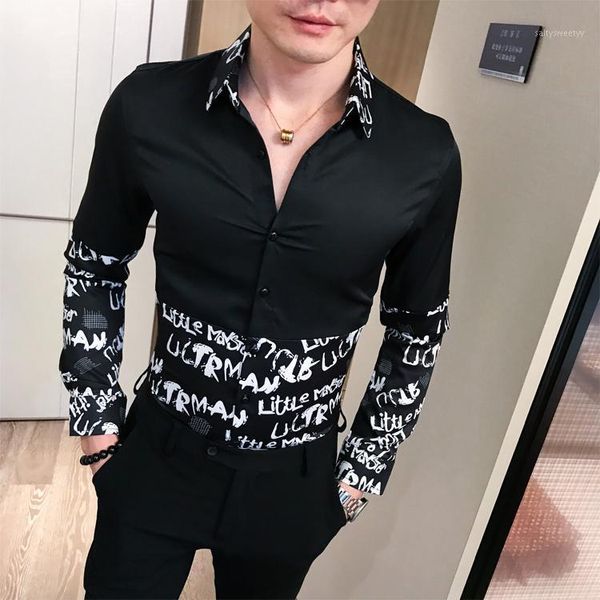 men's casual shirts 2021 autum men's shirt print slim fashion dress long sleeve social tuxedo clothing1, White;black
men's casual shirts 2021 autum men's shirt print slim fashion dress long sleeve social tuxedo clothing1, White;black