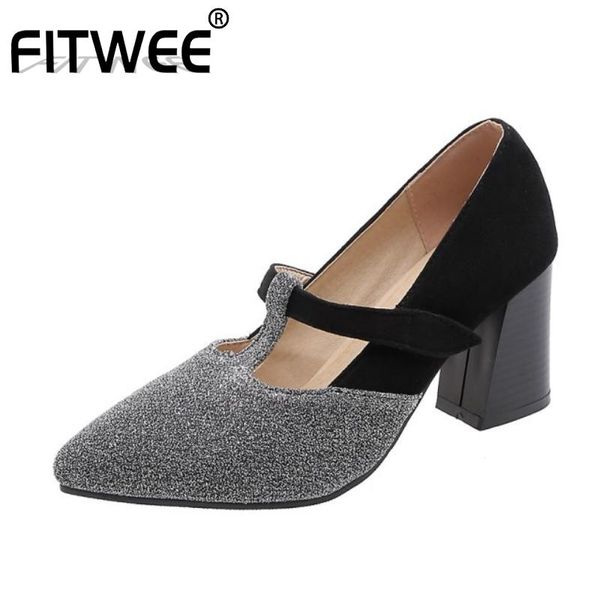 dress shoes fitwee women pumps fashion pointed toe thick high heels stylish mixed color flock lady footwear size 32-48, Black
dress shoes fitwee women pumps fashion pointed toe thick high heels stylish mixed color flock lady footwear size 32-48, Black