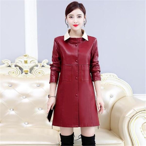 women's leather & faux 2021 fashion women coat autumn clothing real sheepskin windbreaker loose temperament long, Black
women's leather & faux 2021 fashion women coat autumn clothing real sheepskin windbreaker loose temperament long, Black