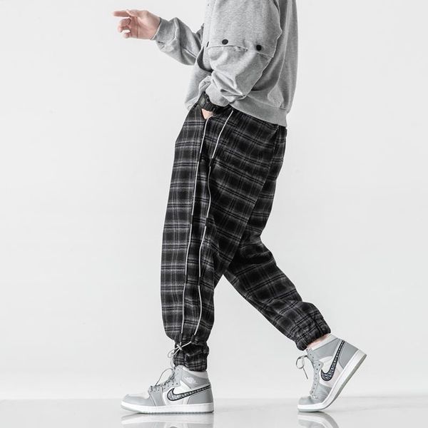 men's pants elastic waist clothes plaid casual cargo harajuku trousers jogger hiphop oversized techwear streetwear drawstring, Black
men's pants elastic waist clothes plaid casual cargo harajuku trousers jogger hiphop oversized techwear streetwear drawstring, Black