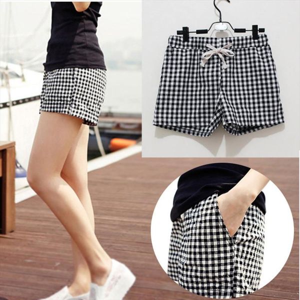 newly fashion women plaid shorts casual loose elastic waist all match summer cotton short pants drop shipping, White;black
newly fashion women plaid shorts casual loose elastic waist all match summer cotton short pants drop shipping, White;black