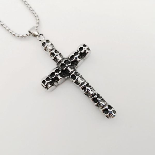 pendant necklaces gothetic vintage 316l stainless steel skull cross necklace jewelry hip hop human head, Silver
pendant necklaces gothetic vintage 316l stainless steel skull cross necklace jewelry hip hop human head, Silver