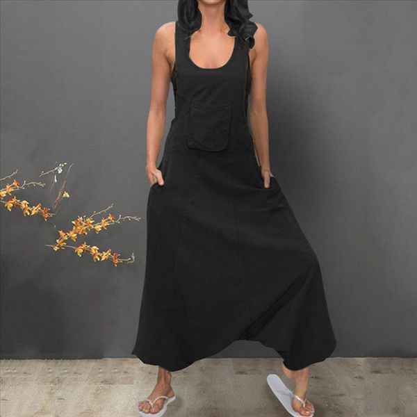 women rompers loose plus size 5xl overalls women u neck sleeveless backless side pockets casual long jumpsuits salopette 40, Black;white
women rompers loose plus size 5xl overalls women u neck sleeveless backless side pockets casual long jumpsuits salopette 40, Black;white