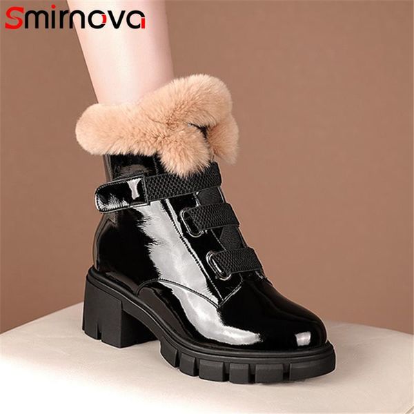boots smirnova 2021 patent leather ankle women thick fur winter shoes round toe fashion high heel platform snow, Black
boots smirnova 2021 patent leather ankle women thick fur winter shoes round toe fashion high heel platform snow, Black