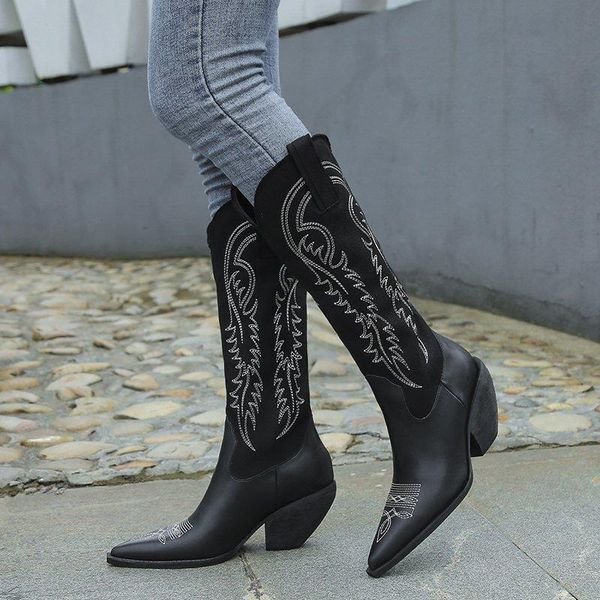 rimocy vintage pu leather western cowboy boots women autumn winter slip on pointed toe knee high boots woman high heels shoes, Black
rimocy vintage pu leather western cowboy boots women autumn winter slip on pointed toe knee high boots woman high heels shoes, Black