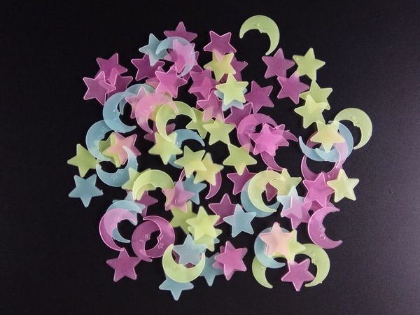 3d stars moon luminous stickers glow in dark for kids room home decor decal wall decorative special festivel ale