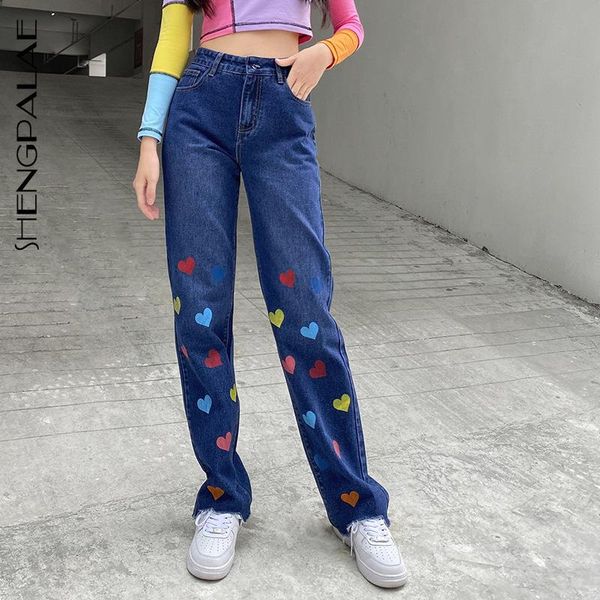shengpalae color heart-shaped jeans women's 2021 spring high waist streetwear fashion straight loose female cowboy pants 5a774, Blue
shengpalae color heart-shaped jeans women's 2021 spring high waist streetwear fashion straight loose female cowboy pants 5a774, Blue