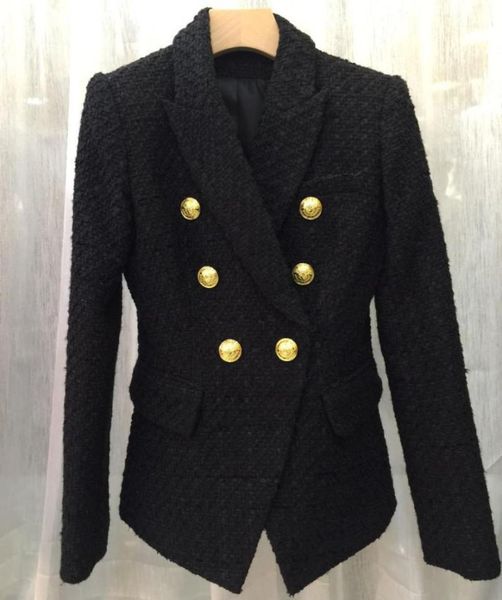 black double breasted tweed blazer gold buttons up long sleeves 2019 fall winter woman classic blazers fashion suit1, White;black
black double breasted tweed blazer gold buttons up long sleeves 2019 fall winter woman classic blazers fashion suit1, White;black
