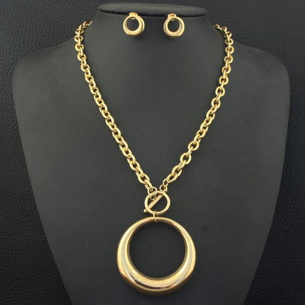 fashion gold color stud earrings round necklace stainless steel jewelry sets for women sfgzafbi, Silver
fashion gold color stud earrings round necklace stainless steel jewelry sets for women sfgzafbi, Silver