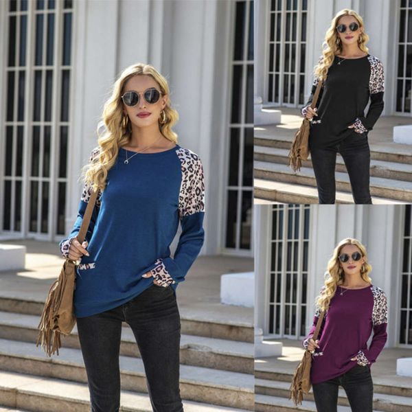 2021 printed leopard pattern stitching round neck pocket women's long jacket sleeve t-shirt woman for women ing, Black;brown
2021 printed leopard pattern stitching round neck pocket women's long jacket sleeve t-shirt woman for women ing, Black;brown
