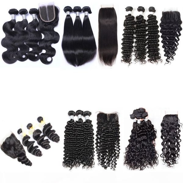 8a brazilian virgin hair weave 3 bundles with lace closure unprocessed human hair body wave straight deep curly water wet and wavy closures, Black
8a brazilian virgin hair weave 3 bundles with lace closure unprocessed human hair body wave straight deep curly water wet and wavy closures, Black