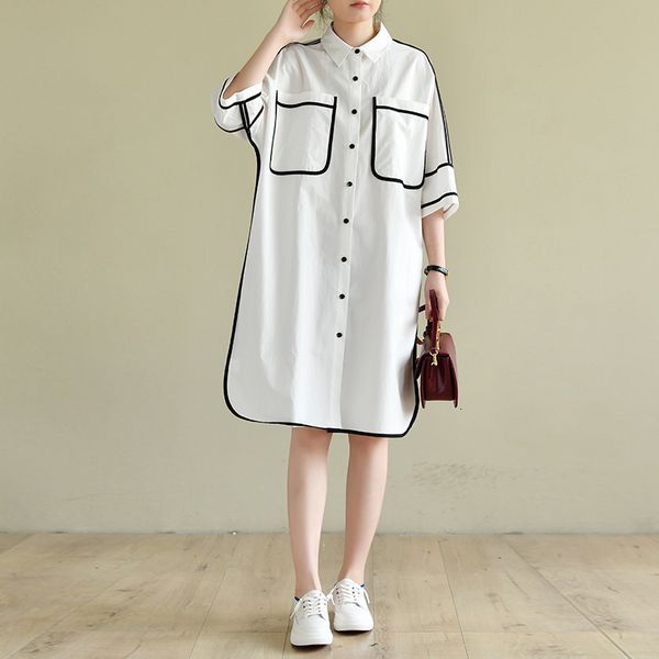 2021 new natural cotton women summer fashion clashing colors simple design streewear plus size white shirt 19wu, Black;gray
2021 new natural cotton women summer fashion clashing colors simple design streewear plus size white shirt 19wu, Black;gray