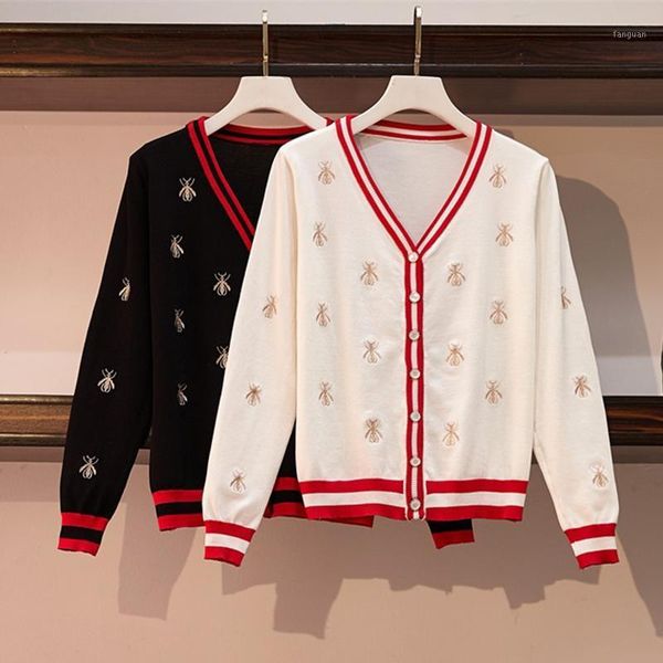 designer bees embroidery cardigan autumn women knitted sweater coat v-neck single breasted outwear striped sweater cardigan a0621, White
designer bees embroidery cardigan autumn women knitted sweater coat v-neck single breasted outwear striped sweater cardigan a0621, White