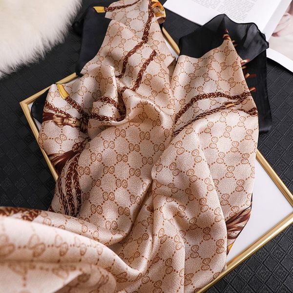 2020 luxury silk scarf for women designer print foulard hijab shawls lady wraps beach stole spring bandana scarves, Blue;gray
2020 luxury silk scarf for women designer print foulard hijab shawls lady wraps beach stole spring bandana scarves, Blue;gray
