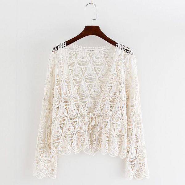 hollow crochet lace cardigan jacket women's long-sleeved sunscreen clothes with suspenders skirts with summer thin shawls, White
hollow crochet lace cardigan jacket women's long-sleeved sunscreen clothes with suspenders skirts with summer thin shawls, White