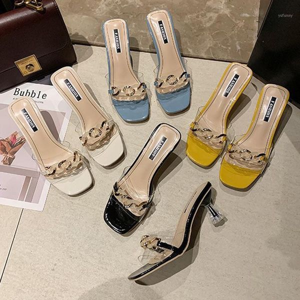 sandals shiny chains crystal embellish clear women open toe solid flower transparent med high heels sandalias square slides1, Black
sandals shiny chains crystal embellish clear women open toe solid flower transparent med high heels sandalias square slides1, Black