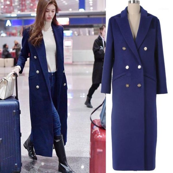 2020 winter fashion women long sleeve long section slim office lady double breasted wool blends woolen coat jacket1, Black
2020 winter fashion women long sleeve long section slim office lady double breasted wool blends woolen coat jacket1, Black