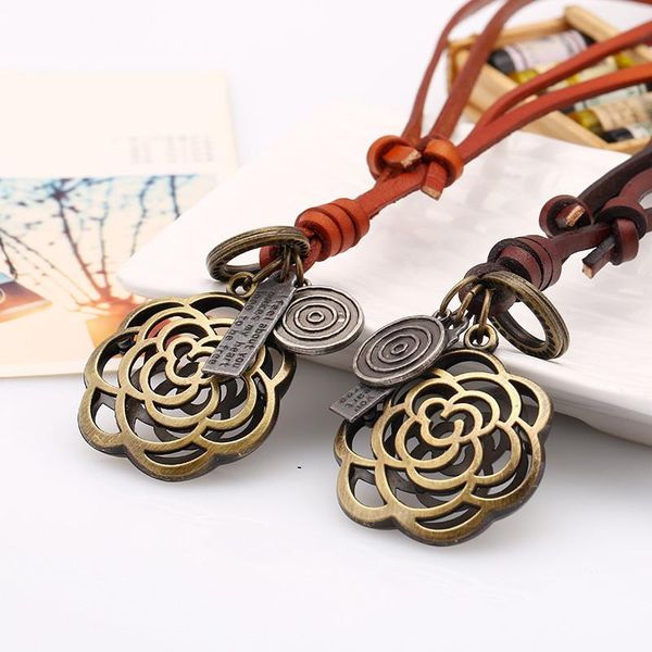 pendant necklaces vintage retro women bronze alloy hollow flower pendants statement long sweater chain handmade leather jewelry p52, Silver
pendant necklaces vintage retro women bronze alloy hollow flower pendants statement long sweater chain handmade leather jewelry p52, Silver