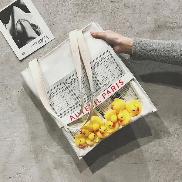fashion canvas bag women's shoulder bag female 2020 new big package ins ultra fire small yellow duck chic transparent
fashion canvas bag women's shoulder bag female 2020 new big package ins ultra fire small yellow duck chic transparent