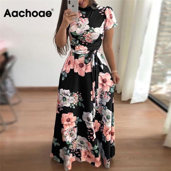 aachoae summer dress women boho floral print maxi dress short sleeve turtleneck bandage long dresses vestidos de fiesta y200805, Black;pink
aachoae summer dress women boho floral print maxi dress short sleeve turtleneck bandage long dresses vestidos de fiesta y200805, Black;pink