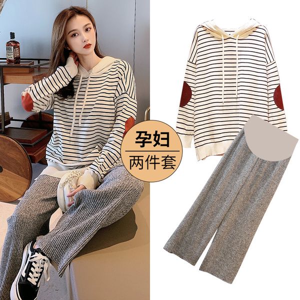 suit for going out casual fashion foreign style spring and autumn hooded pregnant women's sweater, White
suit for going out casual fashion foreign style spring and autumn hooded pregnant women's sweater, White