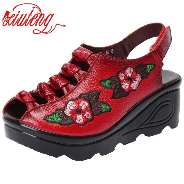 xiuteng summer thick bottom sandals wedge fish shoes waterproof platform 7cm high heel genuine leather shoes embroidery y200405, Black
xiuteng summer thick bottom sandals wedge fish shoes waterproof platform 7cm high heel genuine leather shoes embroidery y200405, Black
