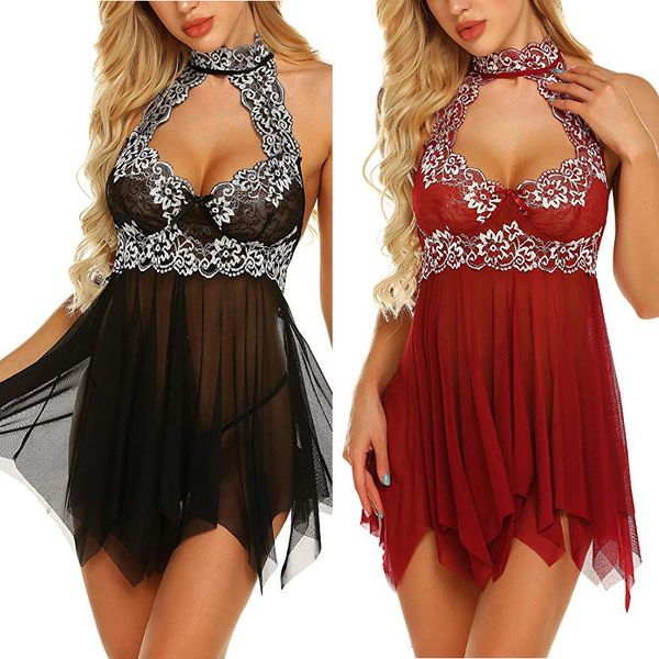 2021 new style underwear lace hanging neck netting fun nightdress, Black;white
2021 new style underwear lace hanging neck netting fun nightdress, Black;white