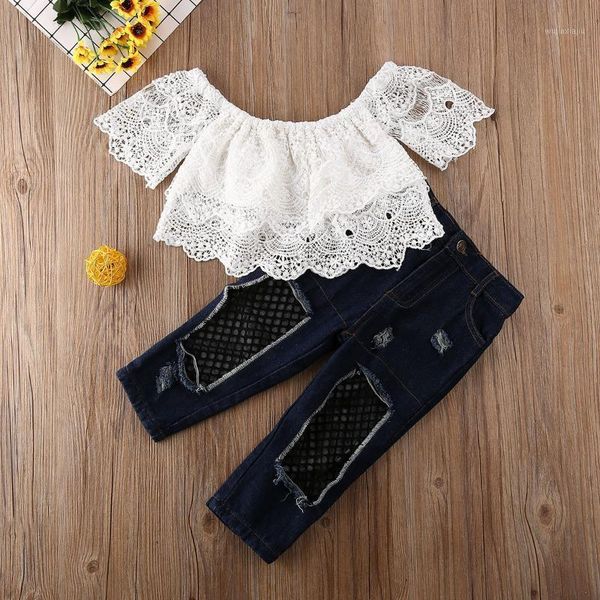 clothing sets 2-7y toddler kids baby girl clothes off shoulder lace +jeans 2pcs fashion outfit clothes1, White
clothing sets 2-7y toddler kids baby girl clothes off shoulder lace +jeans 2pcs fashion outfit clothes1, White
