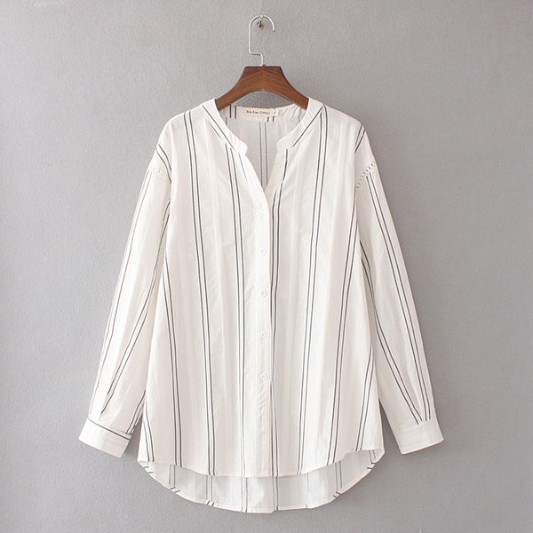 size with plus low-necked female blouse big striped cotton long muslim springtime clothes xpjj, White
size with plus low-necked female blouse big striped cotton long muslim springtime clothes xpjj, White