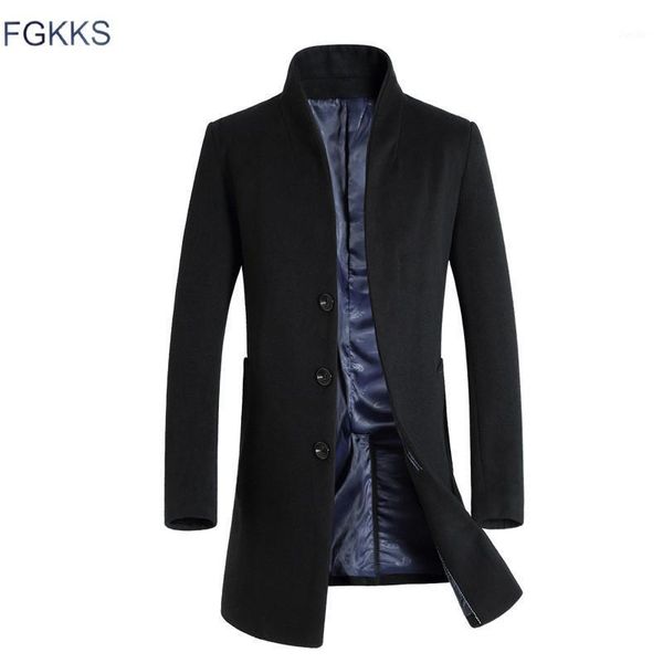fgkks men winter wool coat men's casual solid color slim fit thick wool blends woolen pea coat male trench overcoat1, Black
fgkks men winter wool coat men's casual solid color slim fit thick wool blends woolen pea coat male trench overcoat1, Black