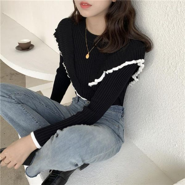 siddons basic bottoming knit sweater 2020 new korean style flounced stitching pullover sweaters slim warm thick knitted 1, White;black
siddons basic bottoming knit sweater 2020 new korean style flounced stitching pullover sweaters slim warm thick knitted 1, White;black