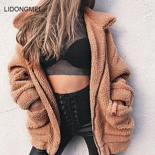 women winter autumn faux fur oversized casual warm coat ladies plush furry outwear loose pocket jacket female harajuku clothes, Black
women winter autumn faux fur oversized casual warm coat ladies plush furry outwear loose pocket jacket female harajuku clothes, Black