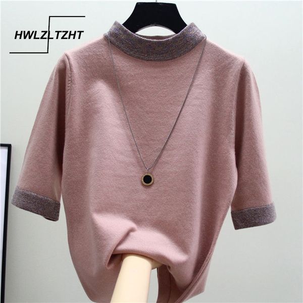 summer cotton plus size women basic t-shirt turtleneck tee shirt woman knitted short sleeve spliced pullover t shirt y200412, White
summer cotton plus size women basic t-shirt turtleneck tee shirt woman knitted short sleeve spliced pullover t shirt y200412, White