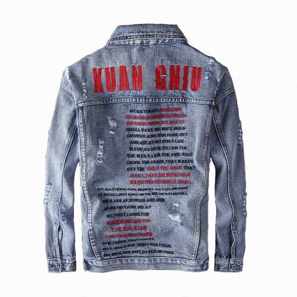 mcikkny high street men's distressed casual jeans jackets back letter embroidery denim jackets for male fashion designer, Black;brown
mcikkny high street men's distressed casual jeans jackets back letter embroidery denim jackets for male fashion designer, Black;brown