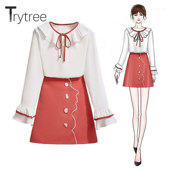 trytree 2020 autumn women two set casual solid ruffles bow flare sleeves + skirt fashion button zipper mini suit 2 piece set1, Gray
trytree 2020 autumn women two set casual solid ruffles bow flare sleeves + skirt fashion button zipper mini suit 2 piece set1, Gray