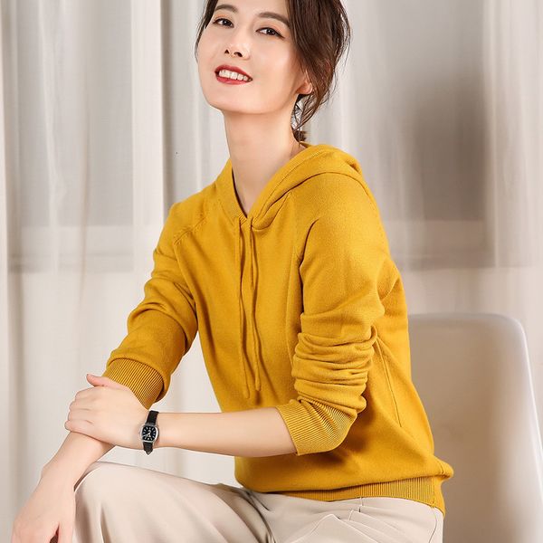 2021 spring autumn new women cashmere sweater hooded collar pullovers solid color knitted sweater jacket outerwear, White;black
2021 spring autumn new women cashmere sweater hooded collar pullovers solid color knitted sweater jacket outerwear, White;black