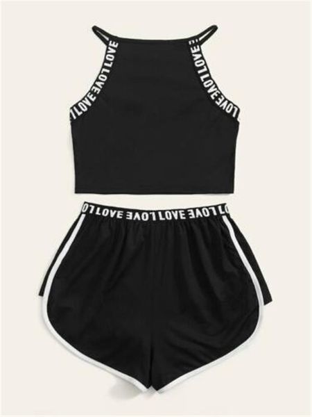 new fashion women's sleeveless set fitness loose suit sling t-shirt + stretch shorts outfits casual women sport set tracksuit, Gray
new fashion women's sleeveless set fitness loose suit sling t-shirt + stretch shorts outfits casual women sport set tracksuit, Gray