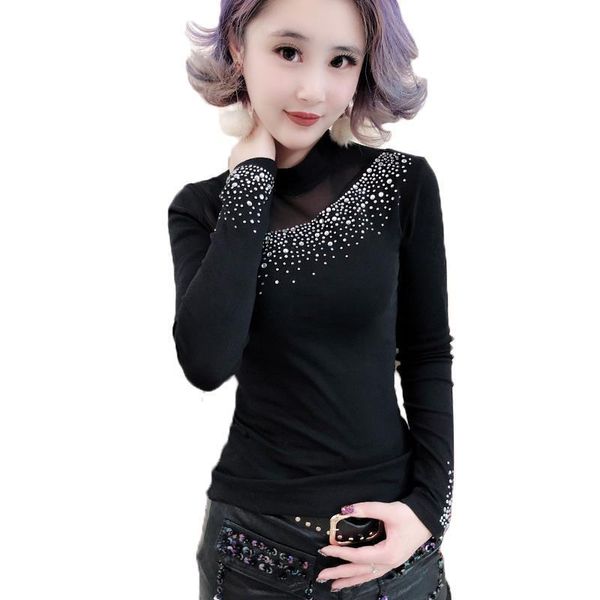 fashion patchwork transparent mesh diamonds tshirt turtleneck 2019 new autumn winter long sleeve camiseta mujer t97203, White
fashion patchwork transparent mesh diamonds tshirt turtleneck 2019 new autumn winter long sleeve camiseta mujer t97203, White
