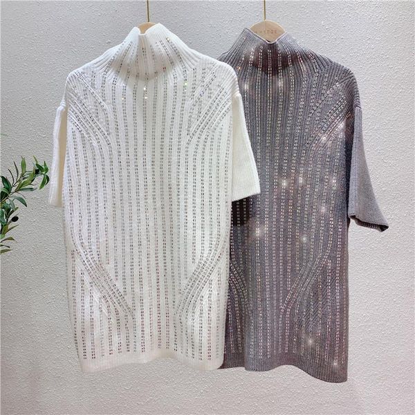 women's sweaters 2021 winter clothing drilling turtleneck short sleeve bottoming sweater pullover ladies loose white top, White;black
women's sweaters 2021 winter clothing drilling turtleneck short sleeve bottoming sweater pullover ladies loose white top, White;black