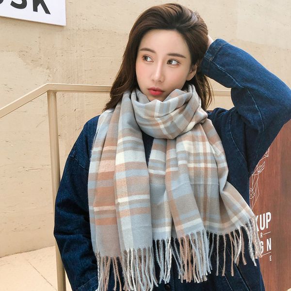 new cashmere like plaid scarf for women's korean fashion autumn and winter new warm shawl neck, Blue;gray
new cashmere like plaid scarf for women's korean fashion autumn and winter new warm shawl neck, Blue;gray