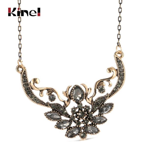 kinel unique gray crystal flower pendant necklace for women antique gold color vintage jewelry party accessories luxury gifts, Silver
kinel unique gray crystal flower pendant necklace for women antique gold color vintage jewelry party accessories luxury gifts, Silver