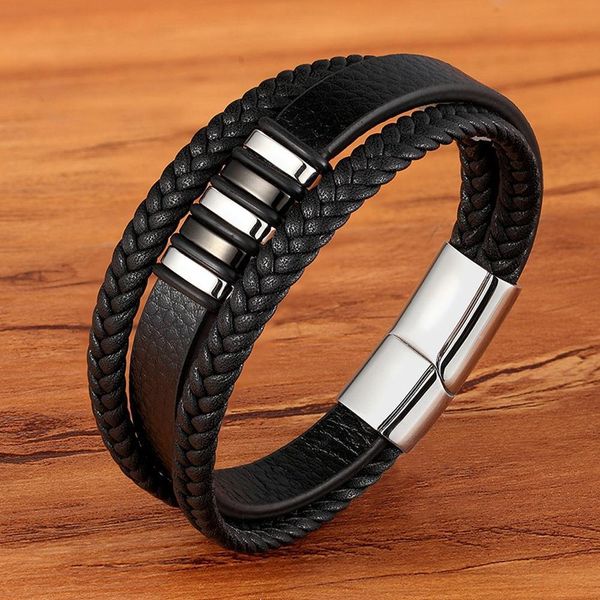 new 3 layers black gold punk style design genuine leather bracelet for men steel magnetic button birthday gift male bracelets h jlldaw, Golden;silver
new 3 layers black gold punk style design genuine leather bracelet for men steel magnetic button birthday gift male bracelets h jlldaw, Golden;silver