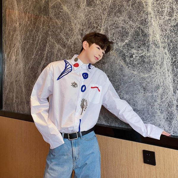 men's casual shirts male korea japan style streetwear white men print long sleeve loose shirts1, White;black
men's casual shirts male korea japan style streetwear white men print long sleeve loose shirts1, White;black