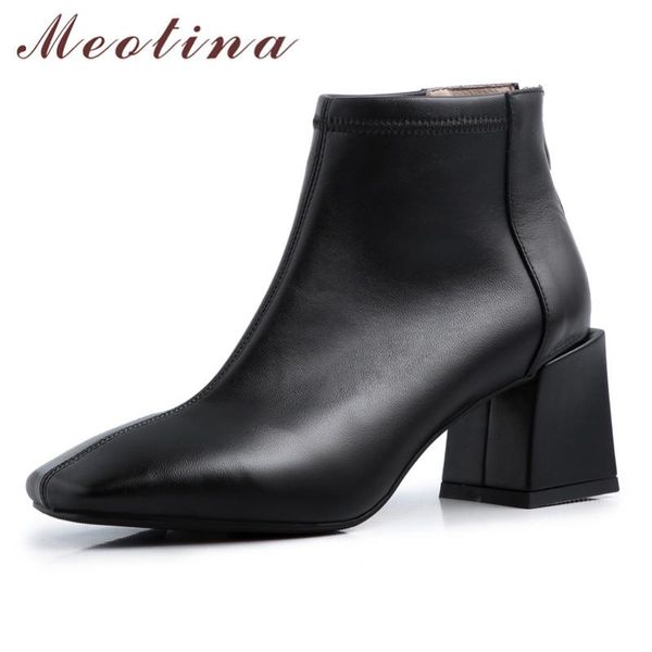meotina winter ankle boots women natural genuine leather thick high heel short boots zipper square toe shoes ladies big size 42, Black
meotina winter ankle boots women natural genuine leather thick high heel short boots zipper square toe shoes ladies big size 42, Black