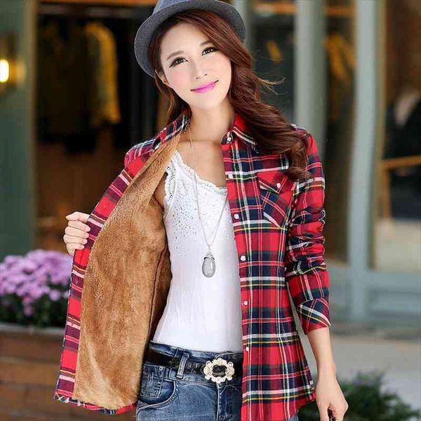 winter velvet thick warm plaid blouses women cotton long sleeve shirt lady shirts checked shirt outwear high quanlity, White
winter velvet thick warm plaid blouses women cotton long sleeve shirt lady shirts checked shirt outwear high quanlity, White