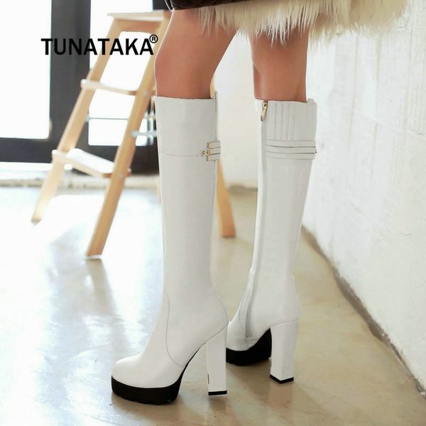 side zip thick high heel knee high boots winter platform women fashion boots apricot white black t200425
side zip thick high heel knee high boots winter platform women fashion boots apricot white black t200425