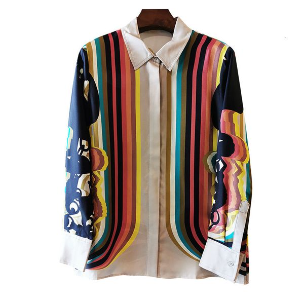 2021 .h. new autumn sarge thickening silk positioning luxury light printing long shirt female sleeve a3mx, White 
2021 .h. new autumn sarge thickening silk positioning luxury light printing long shirt female sleeve a3mx, White